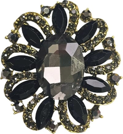 Fako Bijoux® - Broche - Bloem - Ovaal - 53x58mm - Zwart