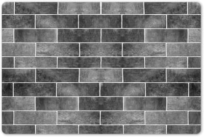 Placemats 45x30 cm - Placemat kunststof - 1 stuk - Tegels - Muur - Grijs - Zwart - Industrieel - Borden onderleggers - Decoratie voor op tafel - Keuken tafeldecoratie accessoires - Vinyl onderlegger - Tafelversiering