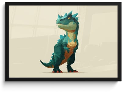 Poster in lijst - Fotolijst 60x40 cm - Posters - Stekels - Dino - Blauw - Gespierd - Posterlijst zwart - Decoratie - Wanddecoratie woonkamer - Muurdecoratie slaapkamer
