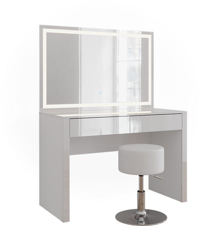 Vicco Annabelle Kaptafel – 110 cm met LED-spiegel en kruk Wit hoogglans/wit