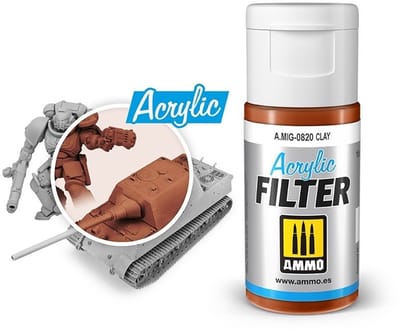 AMMO by Mig Jimenez Modelbouwdecoratie - MIG 0820 Acrylic Filter Clay - 15ml Effecten potje