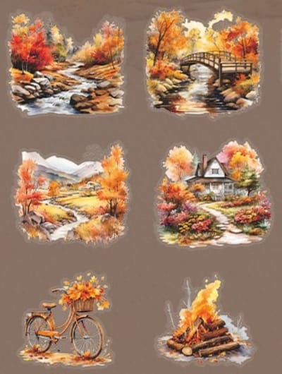 Stickerset Seenery Faraway - Herfst- 30 stuks - Stickers