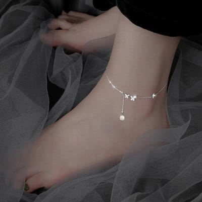 925 Sterling Zilver Kwastje Vlinder Bedel Hanger Enkelband Feest Strand Sieraden Voor Vrouwen Meisjes Sl181 gray