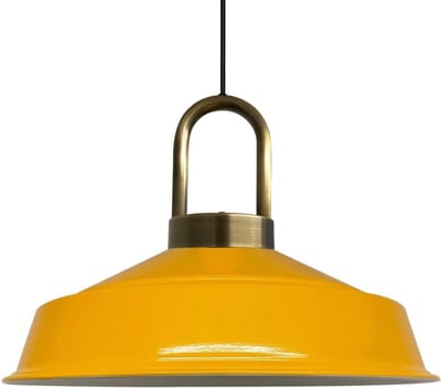 Bamyum Asletl-Lock Hanglamp Industrieel van Metaal Ø40 cm, Vintage Hanglamp, E27, Geel Lamppendel