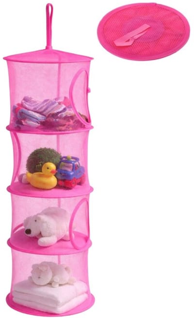 Goodz4All Hangende Speelgoed Organizer Perfecte Opbergers voor Kinderkamer - Opbergen - Opbergrek - 4 Compartimenten - Donker Roze