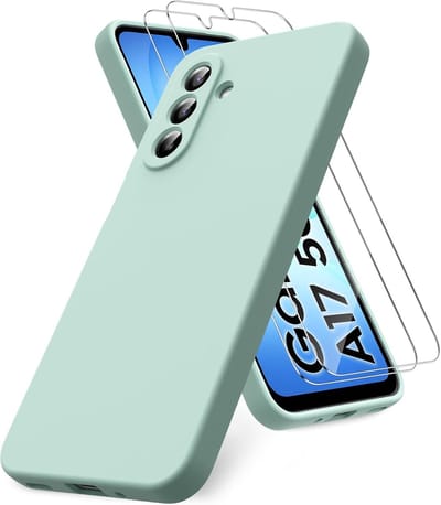 Liquid Silicone Case met 2x Screenprotector - Mint - Shockproof Hoesjes Geschikt voor: Samsung Galaxy A26