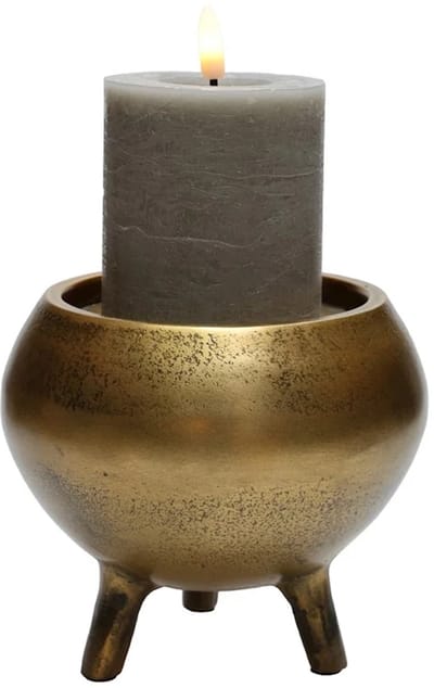 Kandelaar Luro | Small | aged brass | Ø12 x H14 cm