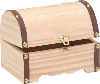 Glorex hobby houten schatkistje met sluiting en deksel - 15 x 10 x 10 cm - Sieraden/spulletjes/sleutels - kleine kistjes