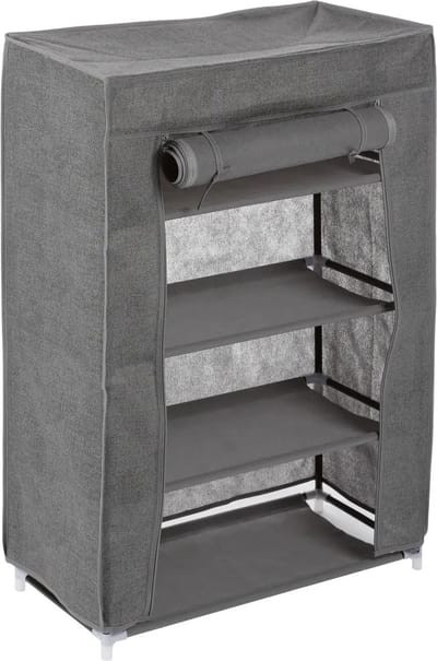 5Five Schoenenrek/schoenenkast - grijs - 8x paar schoenen - kunststof - 59 x 29 x 89 cm - mobiele kast - afsluitbaar