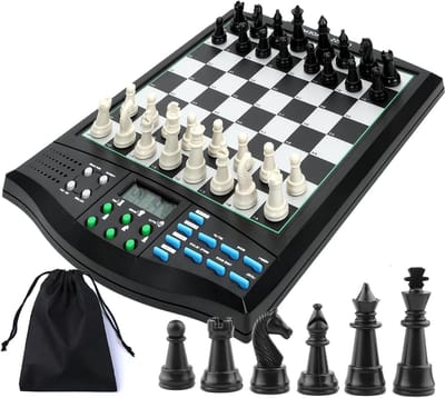 Elektronische Schaakset - Intelligent Schaakbord - Schaakvaardigheden Verbeteren - AI Voice Tutor - 33x23x5 cm - Zwart