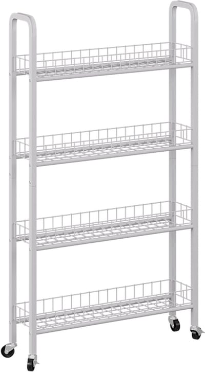 Vicco Rolivo Verrijdbaar ladeblok – 58 x 15 cm met 4 compartimenten Wit