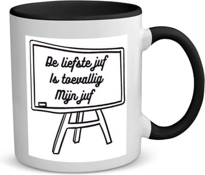 Akyol - de liefste juf is toevallig mijn juf koffiemok - theemok - zwart - Juf - juf - leraar - 350 ML inhoud