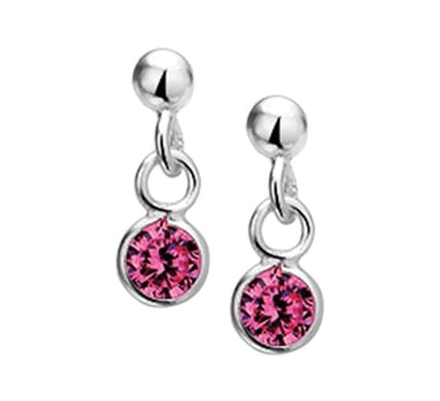 YO&NO - Oorbellen - Zilver - Oorhangers - Steker - Glas - Paars - 12mm - 4,5mm - Kinderen - Zilver 925