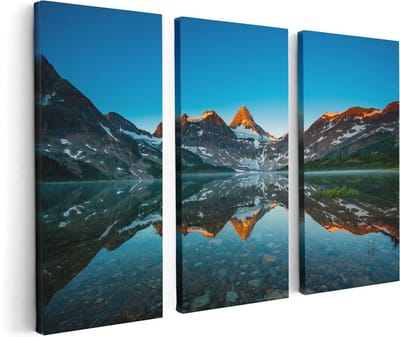 Artaza Canvas Schilderij Drieluik Berg Assiniboine Bij Het Meer In Canada - 120x80 - Foto Op Canvas - Canvas Print