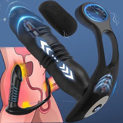 Daity Prostaat Stimulator voor Mannen - Met Penisringen - 10 Vibratie Standen - Afstandsbediening - Anaal Vibrator - Zwart