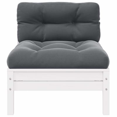 vidaXL - Tuinbank - 2-zits - met - kussens - massief - grenenhout - wit