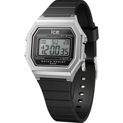Ice Watch Ice Digit Retro - Black Silver Dames Horloge Zwart 022063
