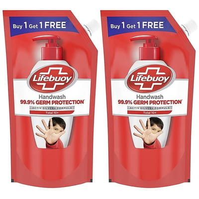 Lifebuoy Total 10 Germ Protection Vloeibare Handzeep Navulling, 675ml (1+1 Gratis Combo) | Doodt 99,9% van de ziektekiemen | Vloeibare Handzeep Bestrijdt Bacteriën & Virussen brown