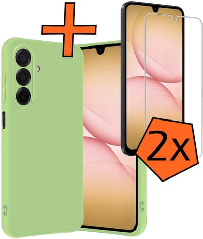 Hoes - Met 2x Screenprotector - Geschikt voor Samsung Galaxy A17 - Sterk & Shockproof - Back Cover - Siliconen Case - Telefoon Hoes - Groen