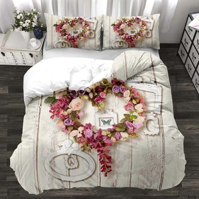 Nieuw 3D Roos Trouwen Bruiloft Bedkleding Beddengoed Set Print Paars, Rood, Blauwe Bloem Hometextiel Bedsets Voor Dubbel Hoge Kwaliteit EU single(135x200cm)