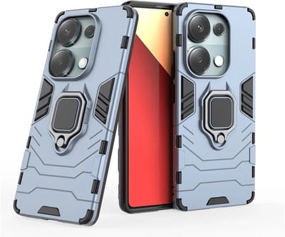 MobyDefend Hoesje - Geschikt voor Xiaomi Redmi Note 13 Pro 4G - Dubbelgelaagde Pantsercase Met Standaard - Blauw