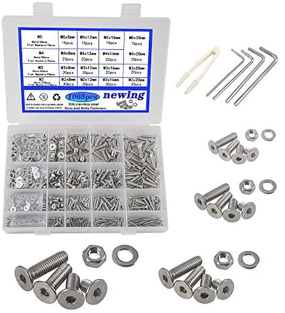 1065-delige M2 M3 M4 M5 schroeven set - roestvrij staal 304 met moeren en sluitringen