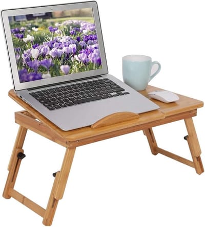 Verstelbaar Laptopbureau - Notebooktafel en Ontbijtdienblad - Laptoptafel met Verstelbare Hoogte en Hoek - Draagbaar Laptoptafel - Ergonomisch Laptoptafel - Thuis en Onderweg Gebruik