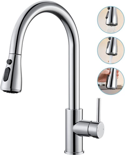 CECIPA max Keuken kraan Chroom - Keukenkraan Met Uittrekbare Uitloop - 360° Draaibare Mengkraan - 3 Waterafvoermodi - RVS
