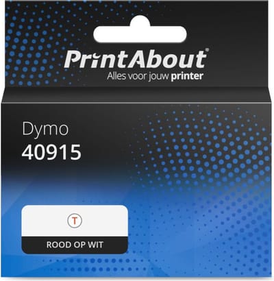 PrintAbout huismerk Tape 40915 (S0720700) Rood op wit (9 mm) Geschikt voor Dymo