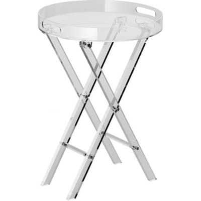 VEVOR Opvouwbare tafel van acryl met dienblad φ40 x 58 cm, bijzettafel van acryl met opvouwbare X-poot, bijzettafel van acryl voor koffie, drankjes, eten, snacks, salontafel voor woonkamer, slaapkamer etc.