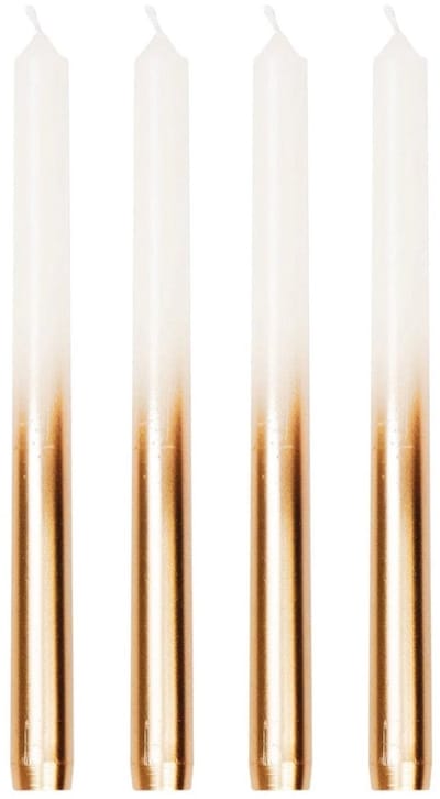 HouseVitamin Kaarsen set-van-4 Dipdye wit goud 10x2,5x26cm