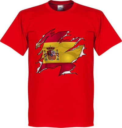 Spanje Ripped Flag T-Shirt - Rood - M