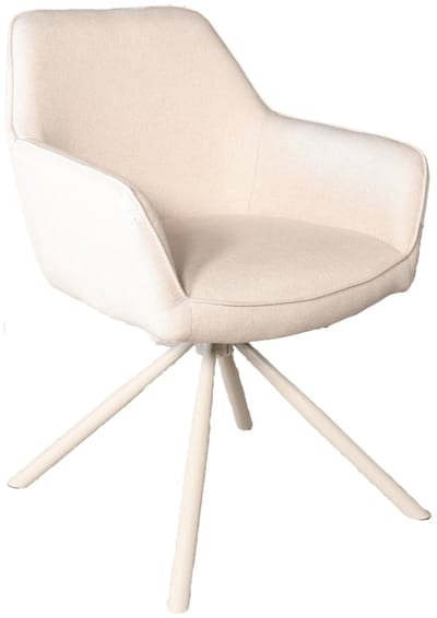SET DEAL: 4 stuks Eetkamerstoel met armleuning draaibaar beige stof Lies eetstoel zetel