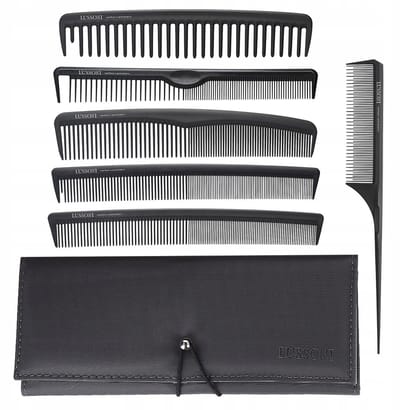 LUSSONI 7-delige Professionele Kammen Set met Etui