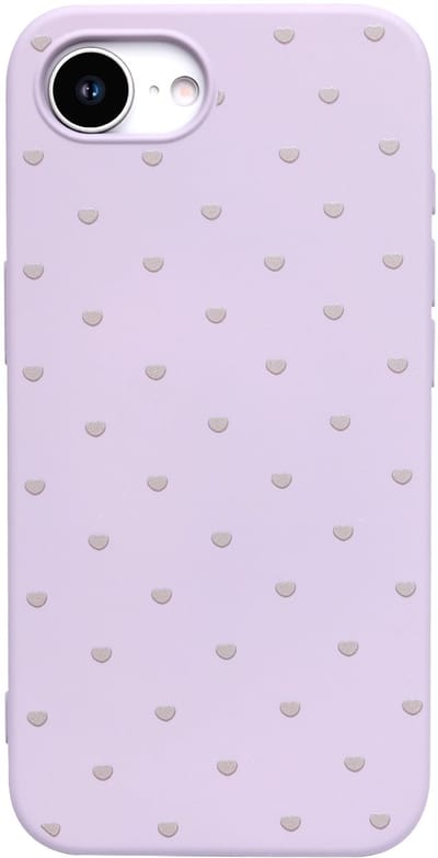 Hoesje Geschikt voor iPhone 16e - Paars - Casemania Stevige Siliconen Back Cover met Hartjes Print