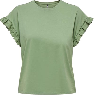 Only T-shirt Onliris S/s Emb Top Jrs Noos 15255618 Hedge Green Dames Maat - M