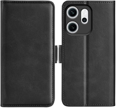 MobyDefend Hoesje - Geschikt voor Oppo Reno14 F / Oppo Reno14 FS - Luxe Wallet Book Case (Sluiting Zijkant) - Zwart