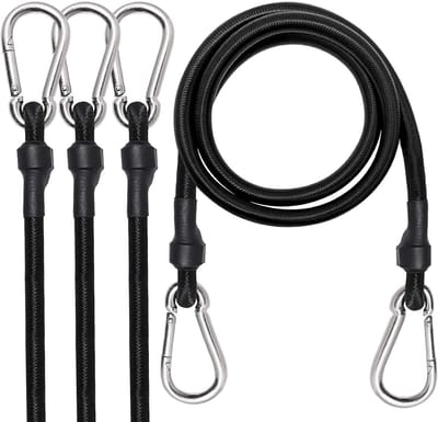 Set van 2 Elastische Bungeekoorden met Karabijnhaak – Sterke Spanbanden voor Bagage, Camping en Motor