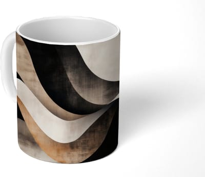 Mok - Koffiemok - Abstract - Golven - Zwart - Verweerd - Mokken - 350 ML - Beker - Koffiemokken - Theemok