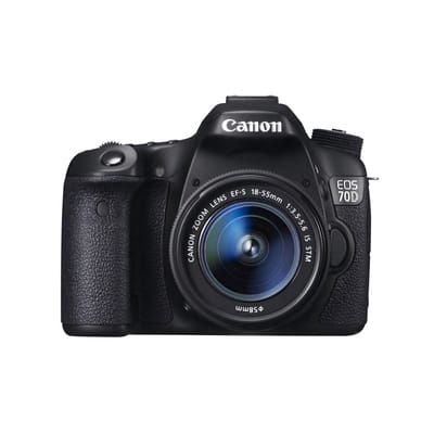 Canon EOS 70D DSLR Camera + EF-S 18-55mm f/3.5-5.6 IS STM Zoomlens zwart
