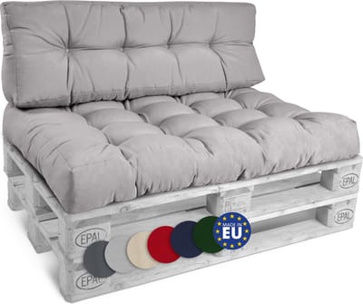 Beautissu Style – Palletkussen Set – 1x Zitkussen 120x80 cm & 1x Rugkussen 120x40 cm – Licht Grijs