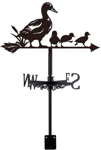 Allecto - Weerwijzer Eend - Decoratieve Windwijzer - Zwart - Tuin Decoratie - IJzeren Windvaan - Perfect voor Schuren en Tuin