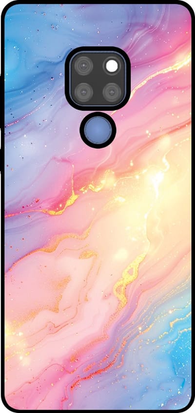 Smartphonica Telefoonhoesje Geschikt voor Huawei Mate 20 met Regenboog Glitter Marmer Opdruk - TPU Backcover Case Rainbow Glitter Marble Design geschikt voor Huawei Mate 20