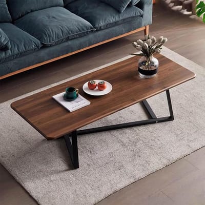 Salontafel Rechthoekig - Houten Tafel - Woonkamer Inrichting - Stevig Metalen Frame - 120 cm - Walnoot Bruin