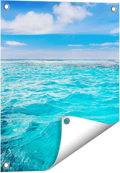 Gards Tuinposter Blauwe Caribische Zee Water - 40x50 cm - Tuindoek - Tuindecoratie - Wanddecoratie buiten - Tuinschilderij