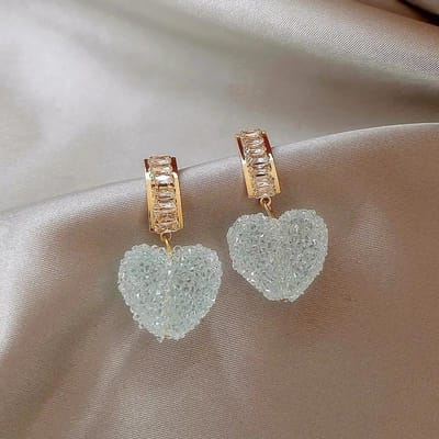 Nieuwe Collectie Trendy Schattige Roze Hart Hanger Oorbellen Voor Vrouwen Mode Schattige Zoete Kristal Sieraden Meisjes Cadeaus