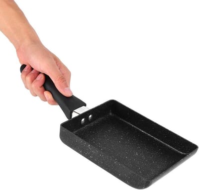 Koekenpan Antiaanbak - Koekepan Aluminium - Ontbijt Bereiden - Stenen Coating - 35 cm - Zwart