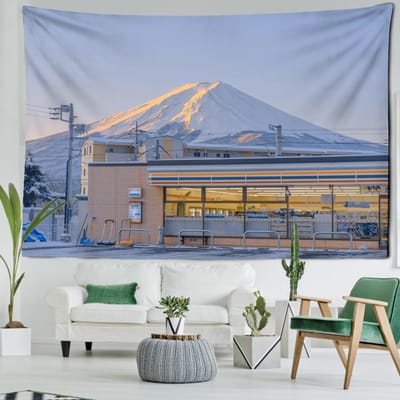 Sneeuwberg Architectuur Wandkleed Muurdecoratie Eenvoudige Kunst Landschap Boheemse Stijl Slaapkamer Woonkamer Huisdecoratie 95x70CM gray