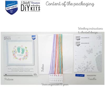 Vervaco - Telpakket kit - Geboorte - Baby voetjes - PN-0198153 - Borduren - Borduurpakket - Borduurpakket geboorte - Borduurpakket volwassenen