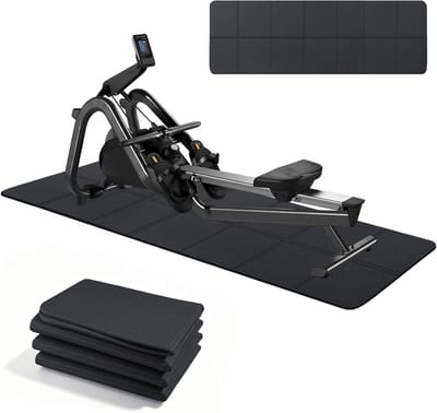 Opvouwbare vloerbeschermingsmat voor fitnessapparatuur, geluidsisolatie, antislip en duurzaam, 183 x 61 cm, ideaal voor loopband en hometrainer